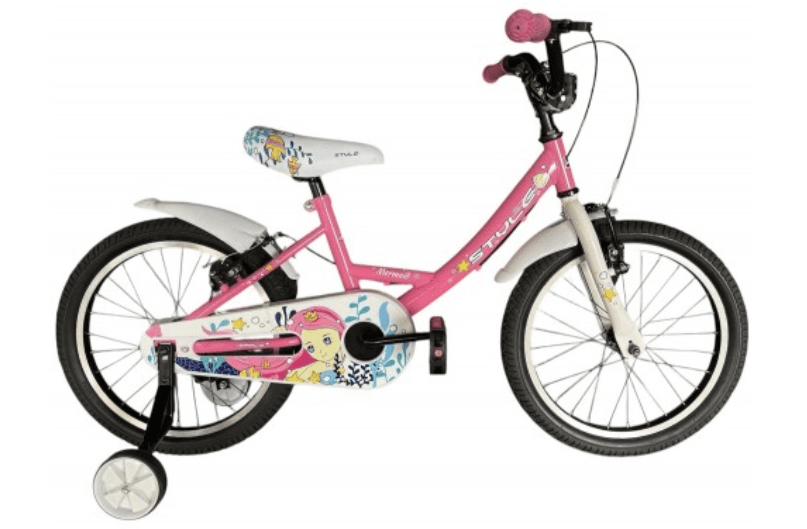 style-mermaid-16-pink-white-paidiko-podilato-2025 Style Mermaid 16'' Pink White Παιδικό Ποδήλατο 2025 - Image 1